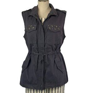 Forever 21 Sleeveless Embellished Jacket - Charcoal/Gunmetal, Size Medium NWT